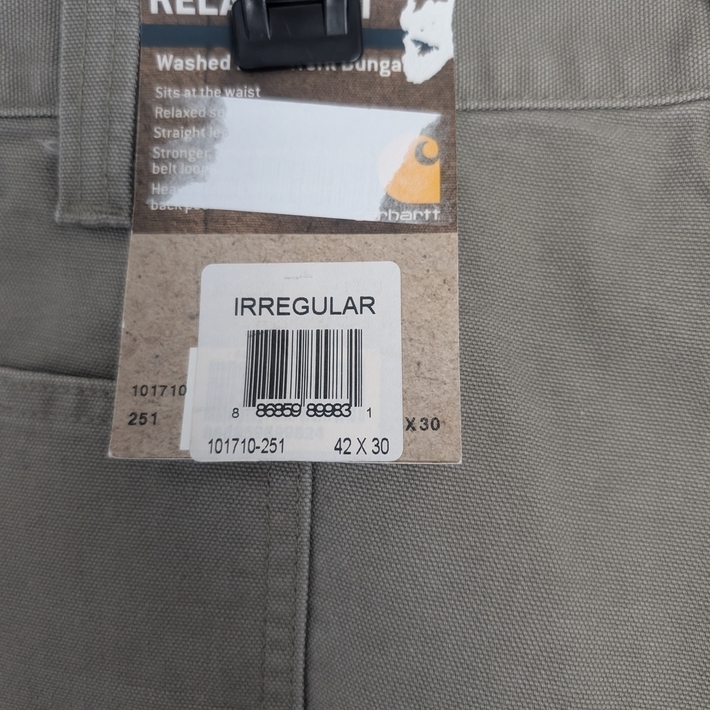 Carhartt Pants Mens Size 42”x30” Gray/Tan Relaxed Fit Washed Duck Work Dungaree - Picture 6 of 7